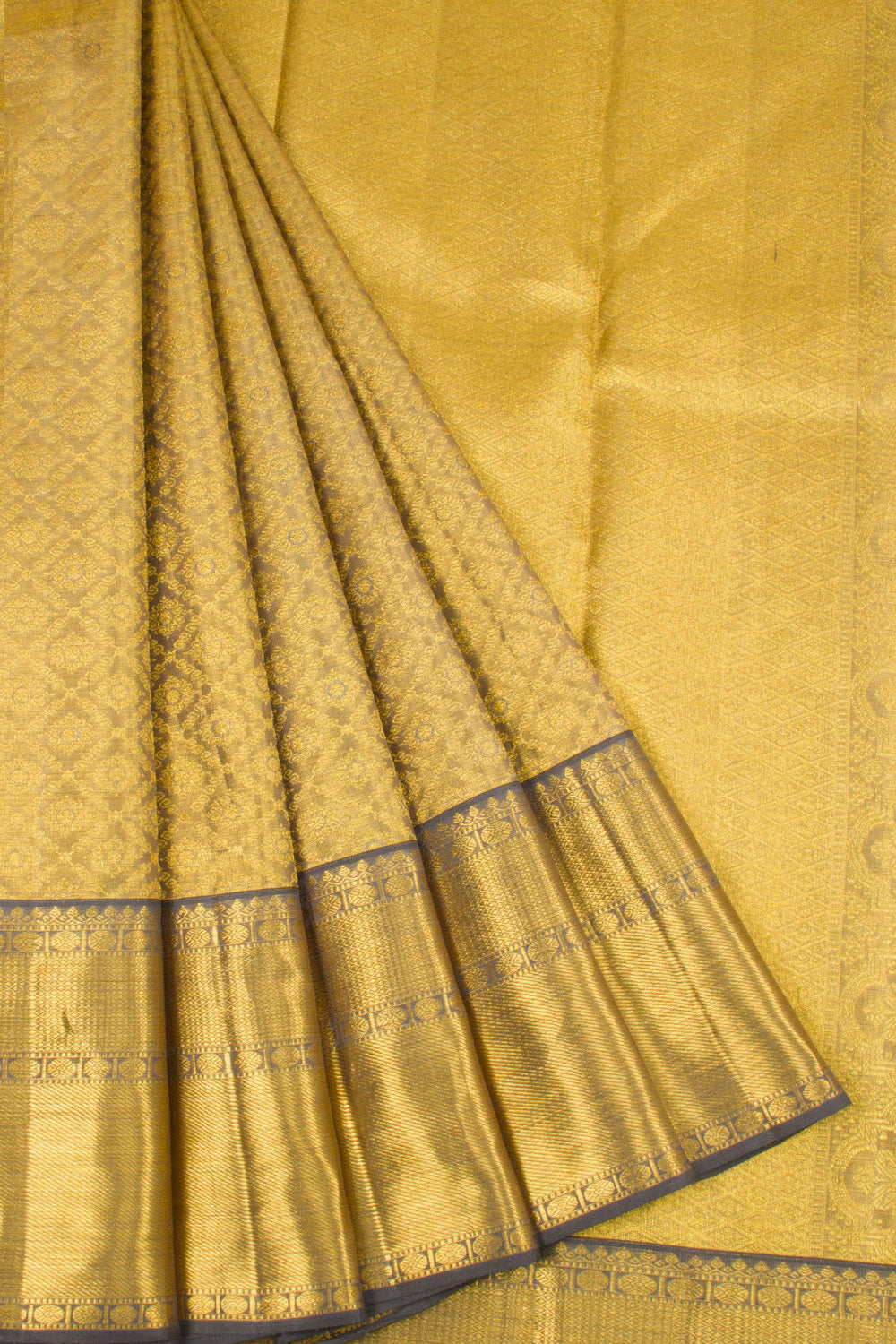 Harvest Gold Yellow Pure Zari Bridal Kanjivaram Tissue Silk Saree 10063073