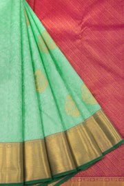Aquamarine Green Pure Zari Jacquard Kanjivaram Silk Saree 10063078