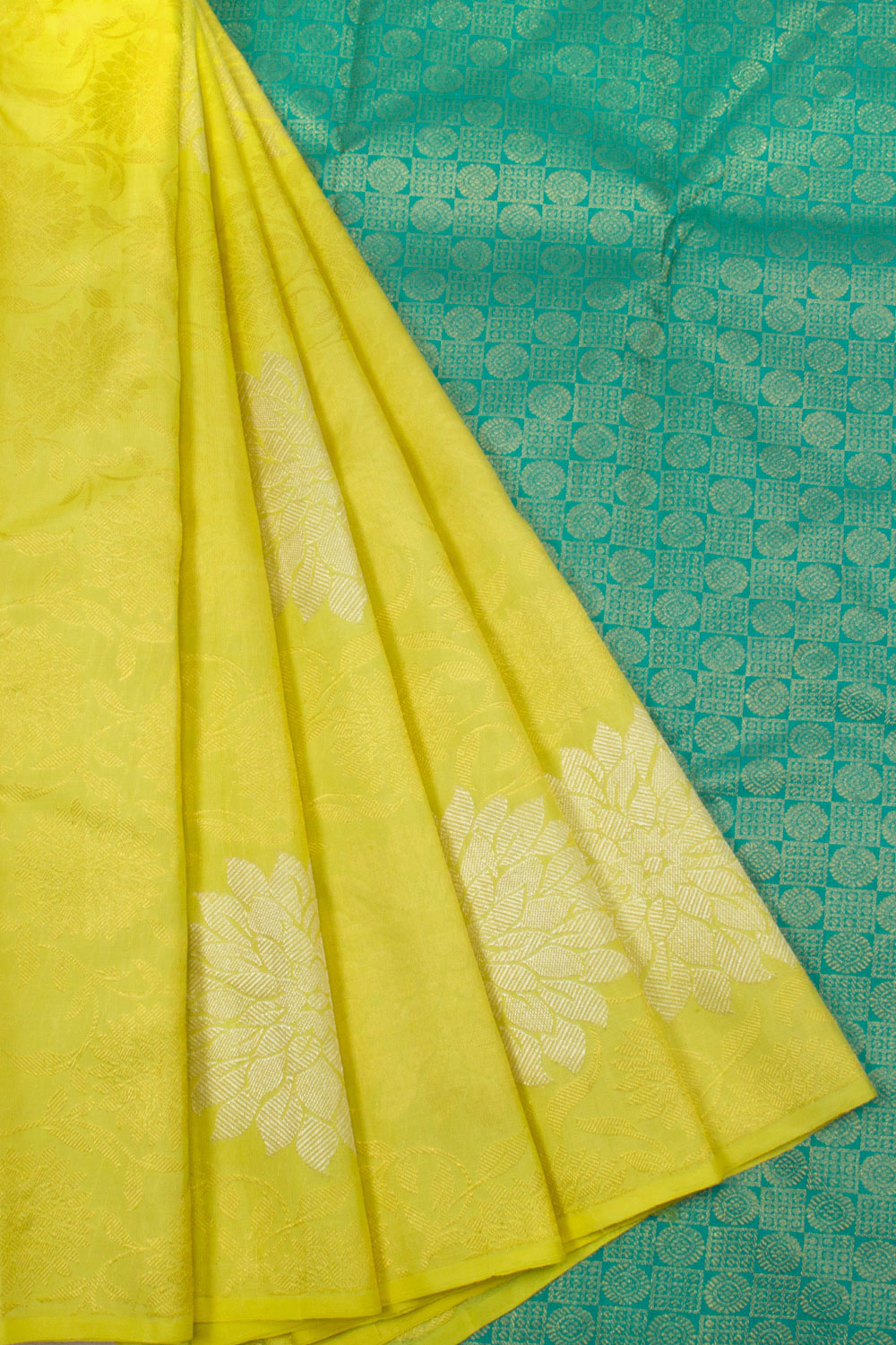 Lemon Yellow Pure Zari Jacquard Kanjivaram Silk Saree 10063085