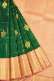 Myrtle Green Pure Zari Korvai Kanjivaram Silk Saree 10063086