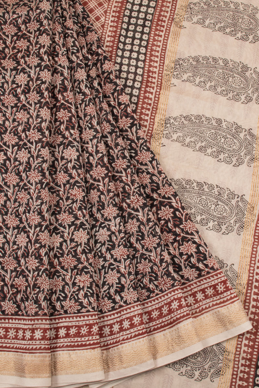 Black Bagh Printed Silk Cotton Saree 10063095