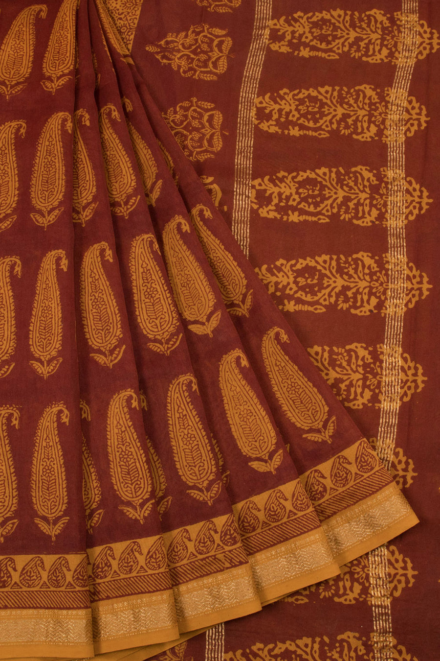 Brown Bagh Printed Silk Cotton Saree
