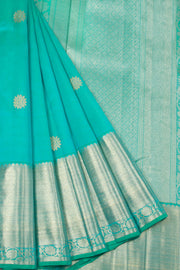 Pacific Blue Pure Zari Kanjivaram Silk Saree 10063137