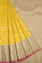 Turmeric Yellow Pure Zari Korvai Kanjivaram Silk Saree 10063140