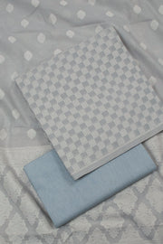 Grey Banarasi Cotton 3-Piece Salwar Suit Material 