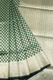 Green Handloom Banarasi Katrua Kora Silk Saree 