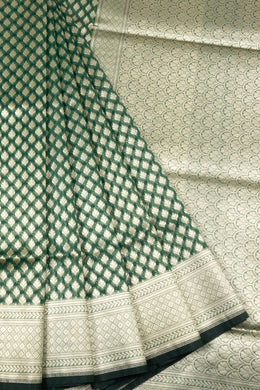 Green Handloom Banarasi Katrua Kora Silk Saree 
