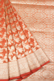 Sunrise Orange Handloom Banarasi Katrua Kora Silk Saree 10063187