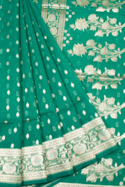  Green Handloom Banarasi Kora Silk Saree