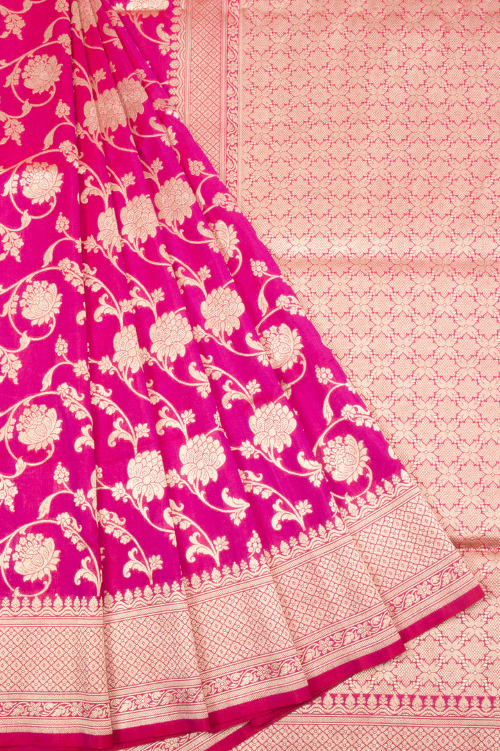 Rani Pink Handloom Banarasi Katan Silk Saree 10063201