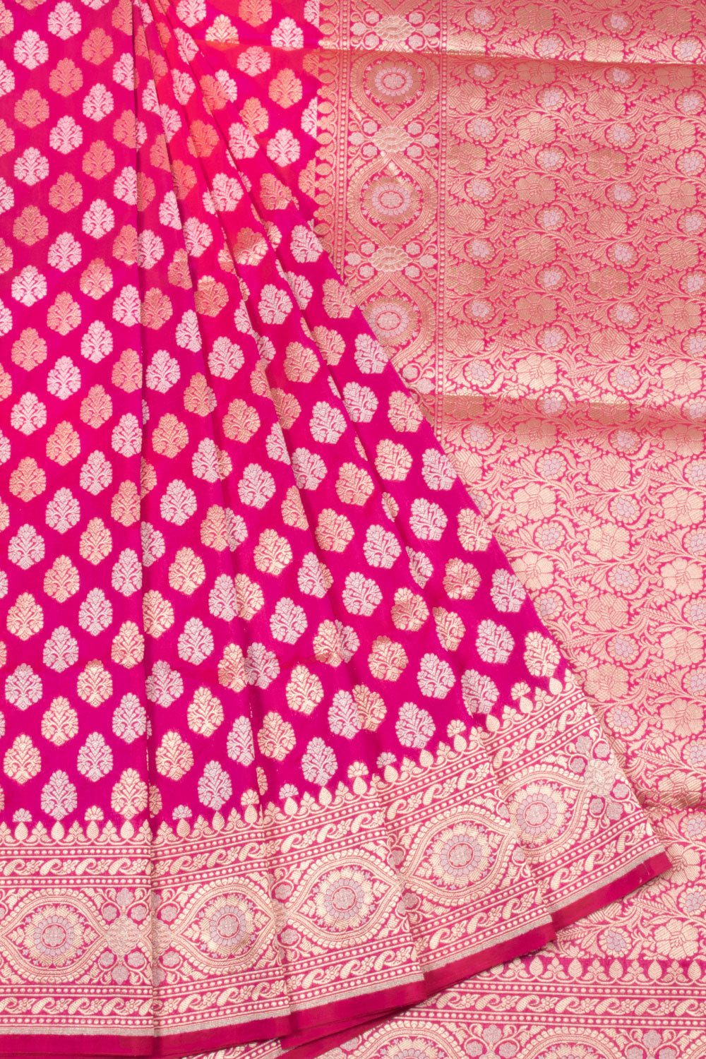 Hot Pink Handloom Banarasi Katan Silk Saree 10063206