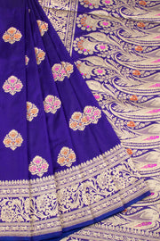 Honey Flower Purple Handloom Banarasi Katan Silk Saree 10063210