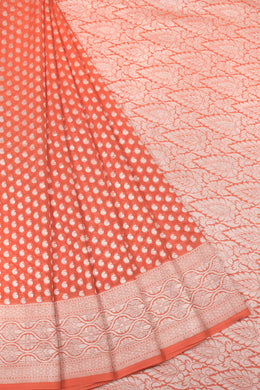 Peach Handcrafted Banarasi Khaddi Georgette Saree 10063213