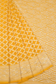 Golden Yellow Handcrafted Banarasi Khaddi Georgette Saree 10063216