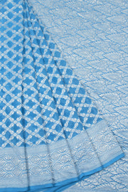 Handcrafted Blue Banarasi Katrua Georgette Saree 