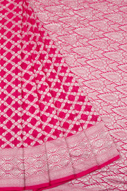 Handcrafted Pink Banarasi Katrua Georgette Saree