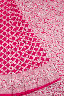 Handcrafted Pink Banarasi Katrua Georgette Saree