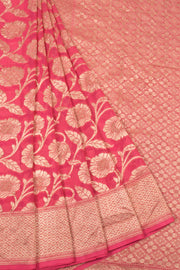 Handcrafted Pink Banarasi Georgette Saree