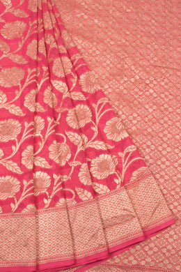 Handcrafted Pink Banarasi Georgette Saree