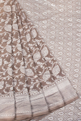 Grey Banarasi Katrua Georgette Saree