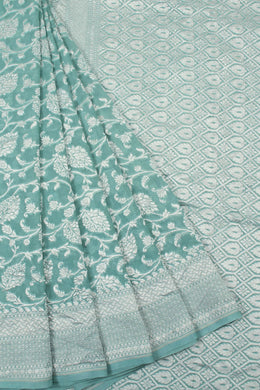 Blue Banarasi Katrua Georgette Saree