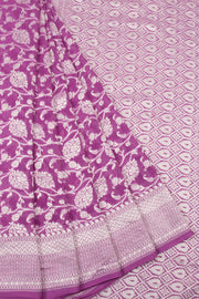 Warm Purple Handcrafted Banarasi Khaddi Georgette Saree 10063226