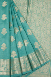 Sea Blue Handloom Banarasi Chiniya Silk Saree 10063227