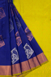 Berry Blue Handloom Kanjivaram Soft Silk Saree 10063285