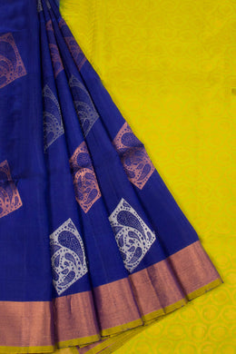 Berry Blue Handloom Kanjivaram Soft Silk Saree 10063285