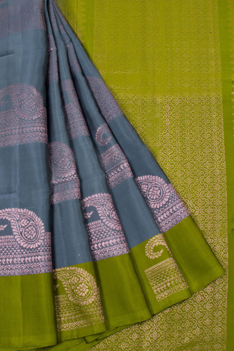Slate Blue Handloom Kanjivaram Soft Silk Saree 10063287