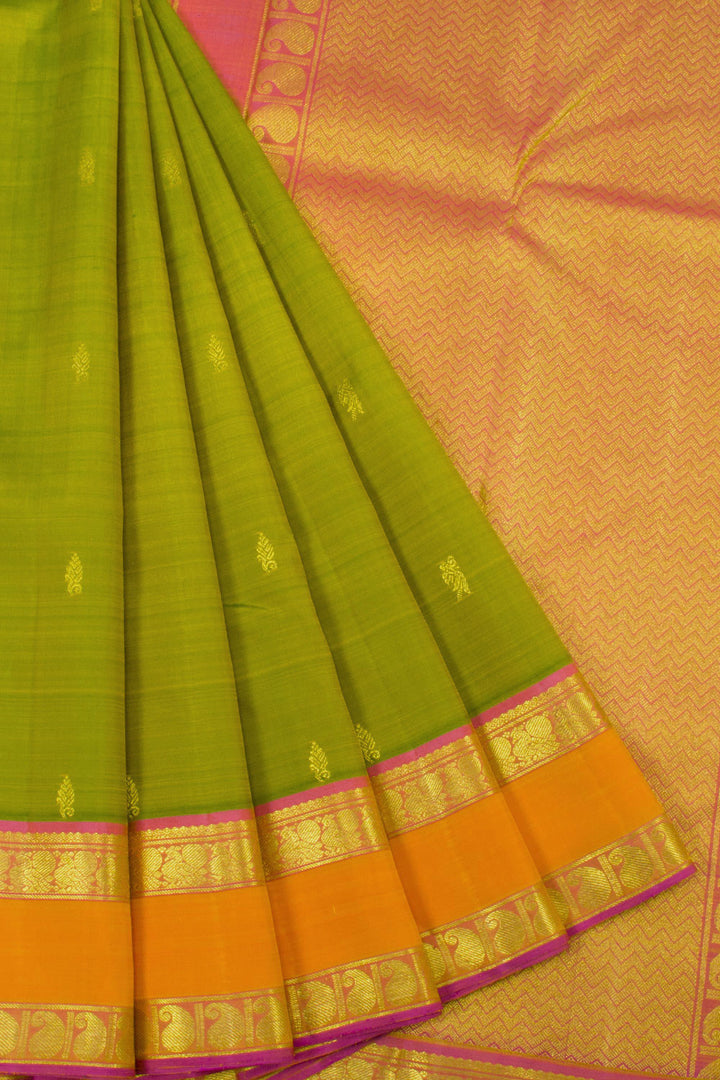 Yellowish Green Pure Zari  Kanjivaram Silk Saree 10063317