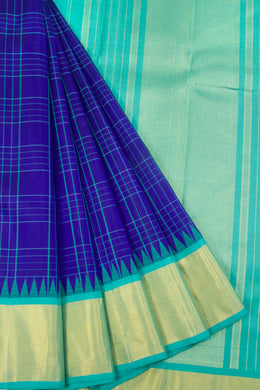 Indigo Blue Pure Zari Korvai Kanjivaram Silk Saree 10063330