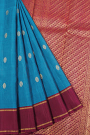 Ocean Blue Pure Zari Kanjivaram Silk Saree 10063341