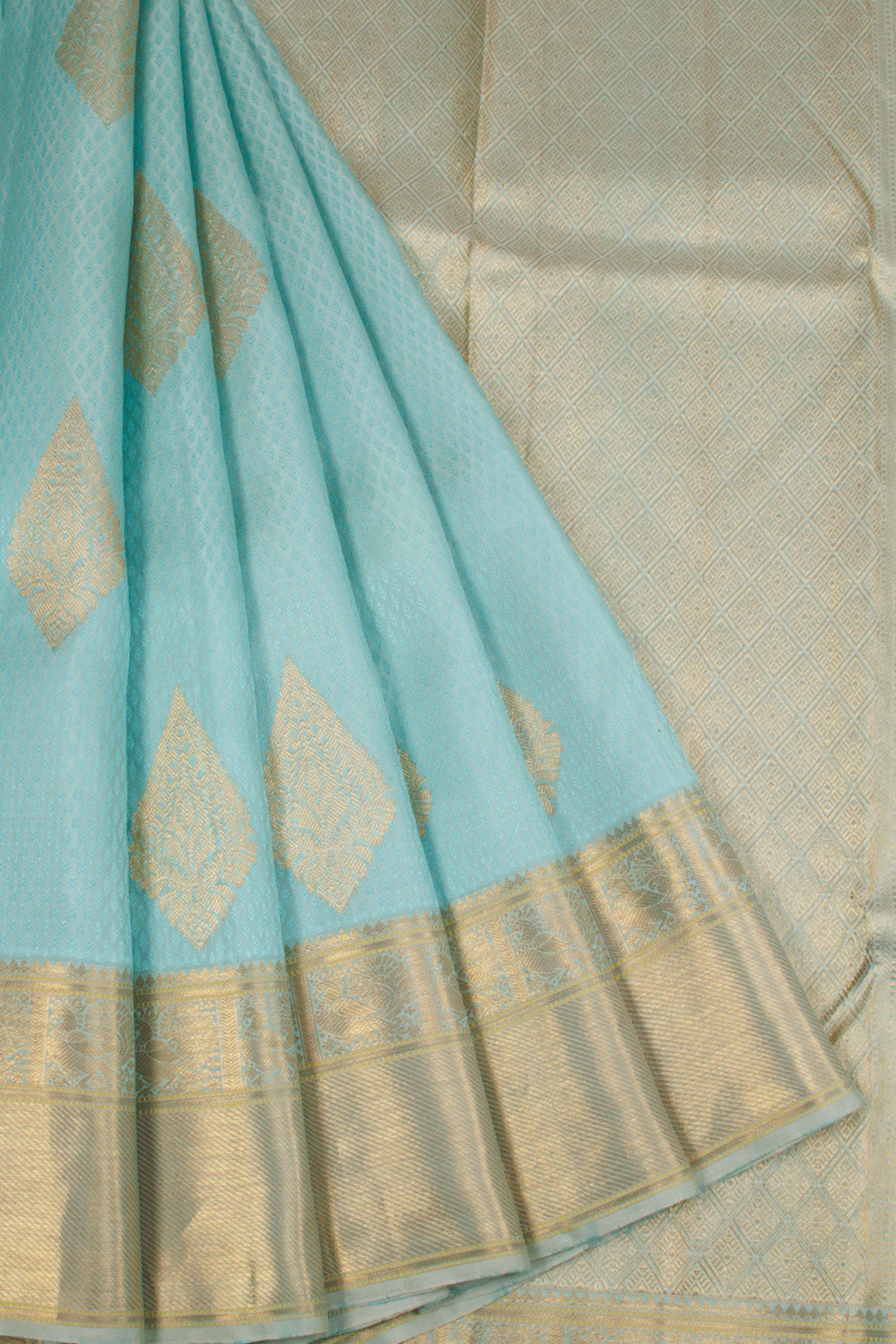 Powder Blue Pure Zari Jacquard Kanjivaram Silk Saree 10063349
