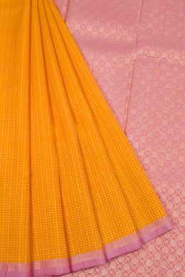 Carrot Orange Pure Zari Kanjivaram Silk Saree 10063355