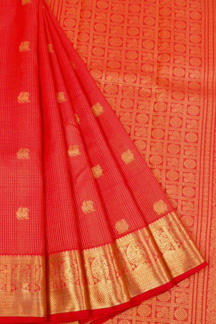 Red Pure Zari Kanjivaram Silk Saree 10063364
