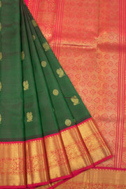 Bottle Green Pure Zari Korvai Kanjivaram Silk 