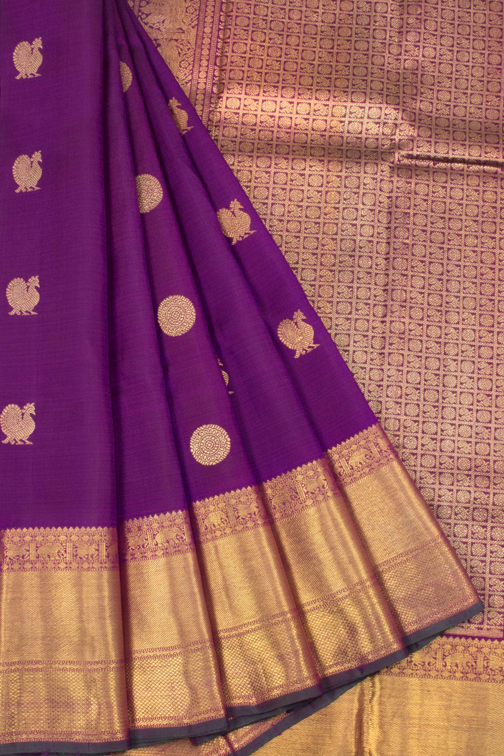 Purple Pure Zari Kanjivaram Silk Saree 