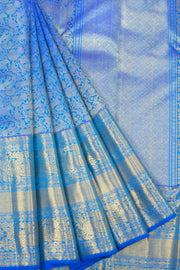 Azure Blue Vanashringaram Pure Zari Kanjivaram Silk Saree 10063387