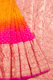 Mustard Yellow Bandhani Silk Saree - Avishya