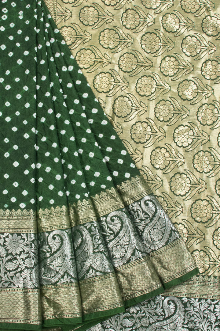 Castleton Green Kanjivaram Pure Silk Bandhani Saree - Avishya