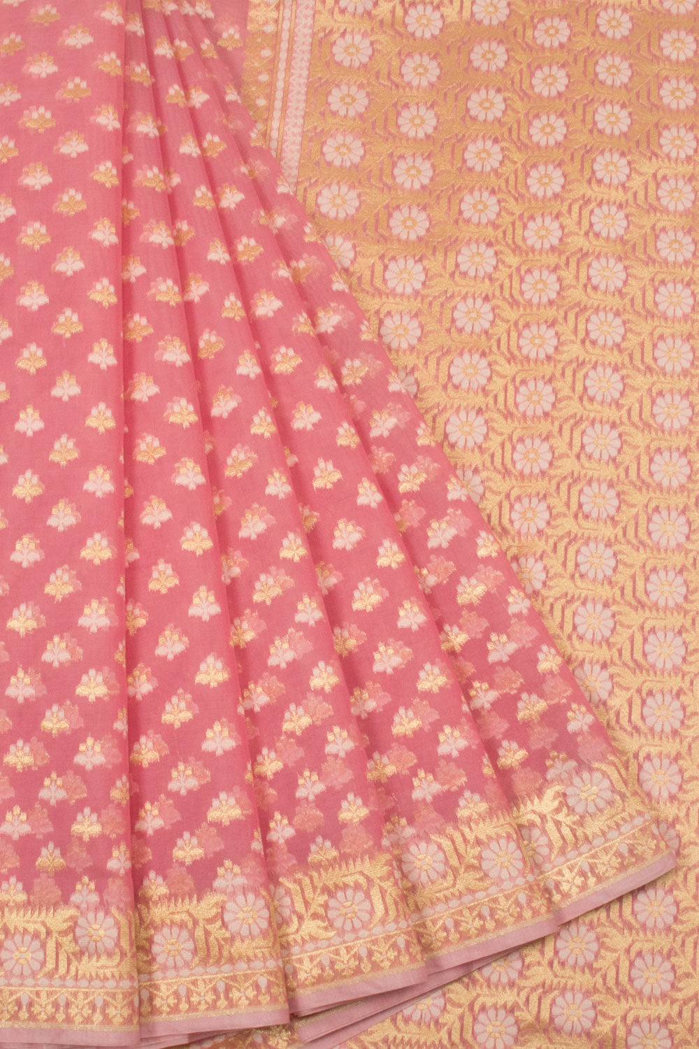 Peach Handloom Banarasi Cotton Saree  - Avishya