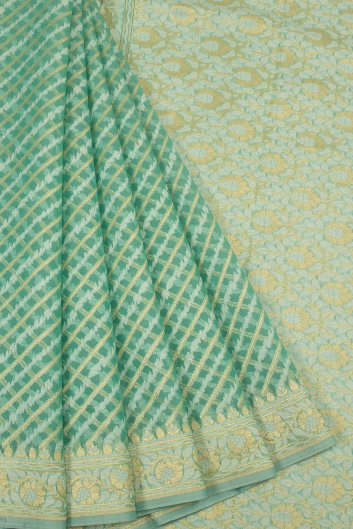 Mint Green Handloom Banarasi Cotton Saree - Avishya