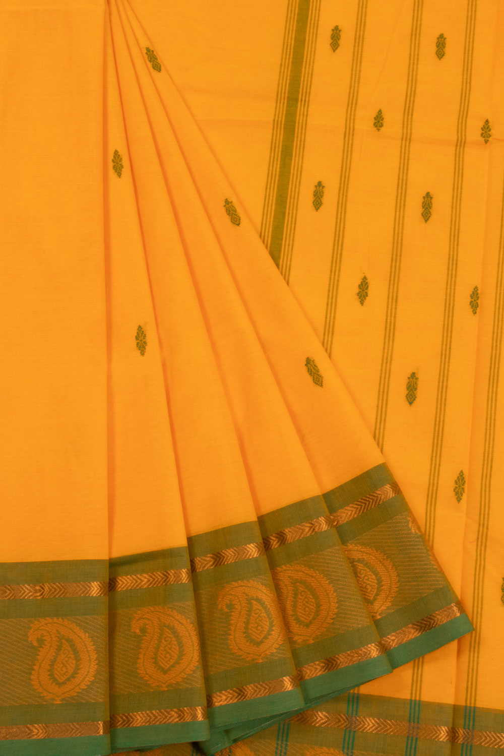 Yellow Handwoven Kanchi Cotton Saree 10063474