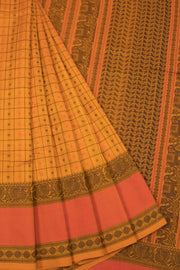 Mustard Yellow Handloom Kanchi Silk Cotton Saree 10078001