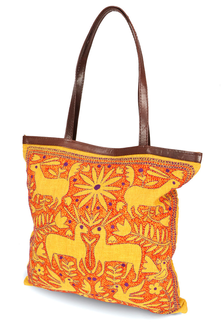 Orange Kantha Embroidery Tote bag 10063519