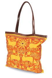 Orange Kantha Embroidery Tote bag 10063519