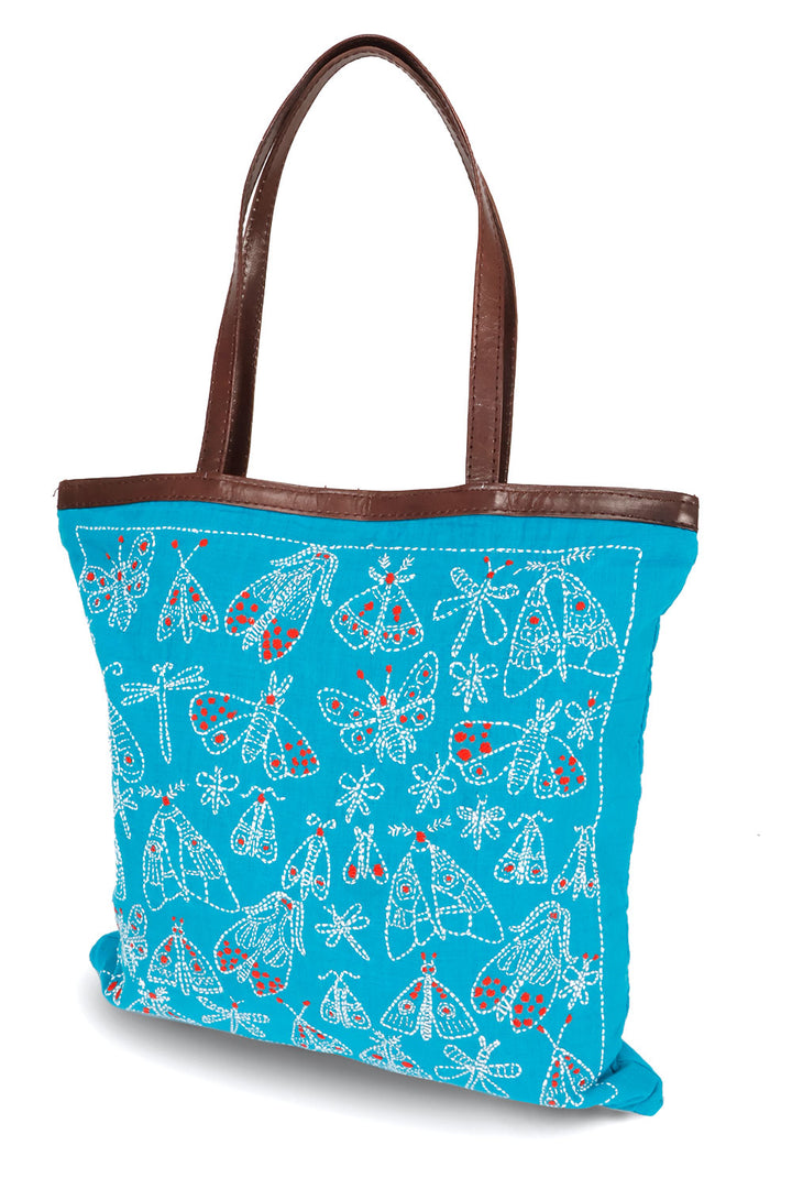 Blue Kantha Embroidery Tote Bag 10063525