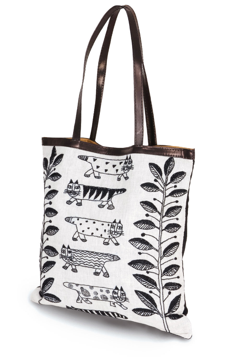White Kantha Embroidery Tote bag 10063532