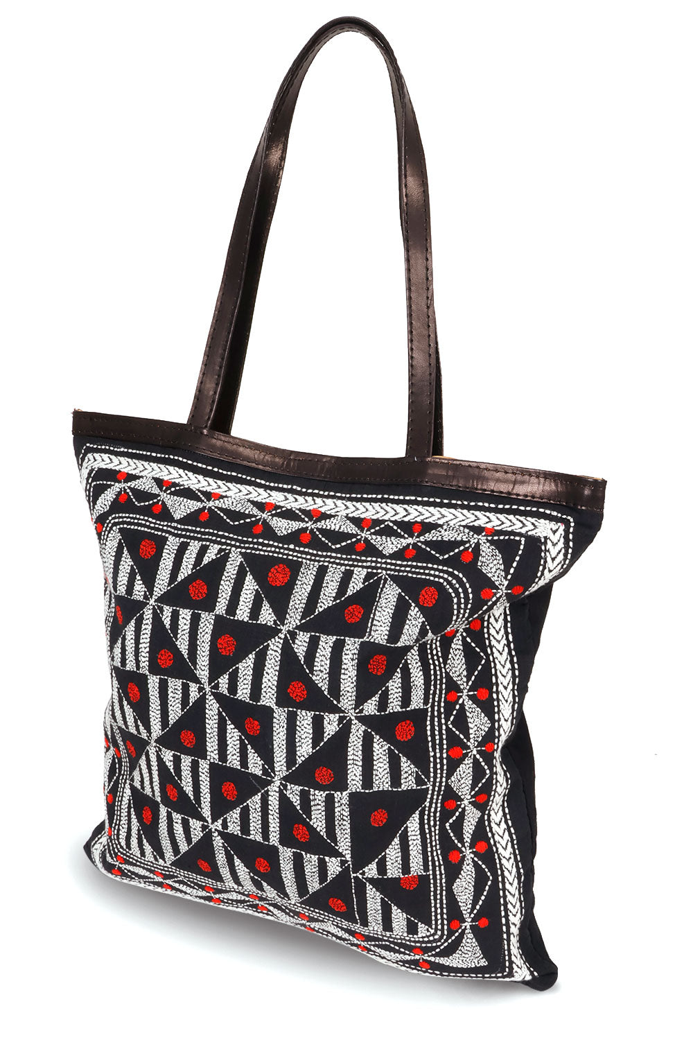 Black Kantha Embroidery Tote Bag 10063535